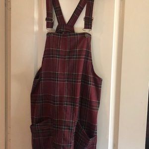 Plaid overall mini dress